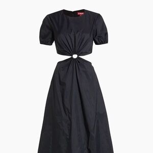 STAUD Black Cut-Out Tie Front Dress